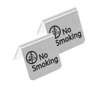 Cabilock 2pcs Stainless Steel Double-sided No Smoking Sign and Reserved Table Card for Restaurant Hotel Non-smoking Desk Indicator with Message Visible From Both Sides for Mall and Dining
