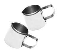 Cabilock 2Pcs Stainless Steel Espresso Pitcher Milk Frother Cup Coffee Shot Cups 57ml for Espresso Machine Coffee Cappuccino Latte Art, Silver (49F034V07C56SXF151)