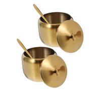 Cabilock 2pcs Stainless Steel Spice Containers Seasoning Box with Spoon and Lid Sugar Jars Condiment Pots Seasoning Pot Dispenser Container Spice Holder