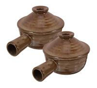 Cabilock 2pcs Stew Pot: 350ml Asian Clay Soup Pot Kitchenware with Lid - Microwave Stovetop Bowl with Handle for Soups Stews Rice