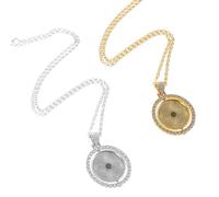 Cabilock 2Pcs Sublimation Jewelry Blanks Metal Necklace Double-sided Round Blank Pendant DIY Sublimation Necklace for Photo Printing Lightweight Jewelry