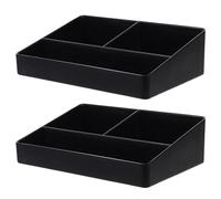 Cabilock 2Pcs Tea Bag Storage Box, Coffee Station Organizer with 3 Compartments, Teabags Holder Tabletop Chests for Coffee Capsules Sugar Packets Storage, Home Kitchen Office Cafe Use