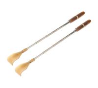 Cabilock 2pcs Telescopic Back Scratchers in Coffee Colour Made of Sturdy Aluminum Alloy, Designed to Itching and Reach Hard-to-Reach Places, for Parents at Home
