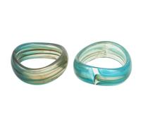 Cabilock 2pcs Translucent Green Acrylic Bangle Bracelets for Women with Irregular Geometric Shapes and Glossy Shine, Retro 90s Style Wide Band Chunky Bracelets for Daily Outings and Party