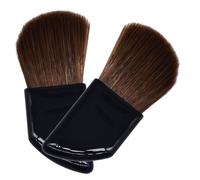 Cabilock 2pcs Travel Size Blush Brush with Angled Horn Handle, Portable Natural Horse Hair Cosmetic Applicators for Women’s Makeup Tools and Nail Dust Cleaning