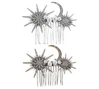 Cabilock 2pcs Vintage Alloy Hair Combs for Updo Retro Moon Star Side Comb Elegant Hair Accessory for Bridal Party Prom Event Decoration