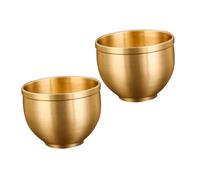 Cabilock 2pcs Vintage Brass Teacup Antique Water Mug Elegant Chinese Tea Cups for Afternoon Tea Smooth Finish for Home Special Occasions