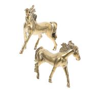Cabilock 2pcs Vintage Copper Horse Statue Handmade Feng Shui Ornament for Home Office Desk Motivational Success Sculpture Tarnish Resistant Animal Figurines Retro Zodiac Decor