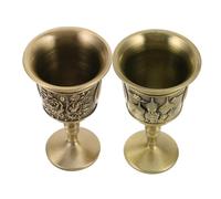 Cabilock 2pcs Vintage European Metal Chalice Goblet Set Compact Cocktail Glasses with Embossed Rose and Castle Design for Weddings Ceremonies Home Bar and Anniversary Celebrations