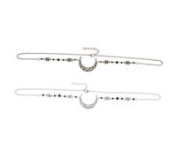 Cabilock 2Pcs Vintage Moon Pattern Rhinestone Forehead Jewellery for Women Elegant Head Chains with Black Crystal Stable Fit Wedding Hair Accessories for Bride Festival Photography and Prom