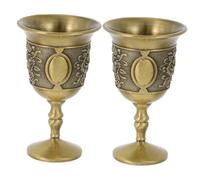 Cabilock 2pcs Vintage Zinc Alloy Goblet Artistic Embossed Medieval Cups Retro Style for Celebration Home Bar Decoration