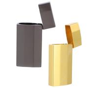 Cabilock 2pcs Vintage Zinc Alloy Lighter Case Set with Flip-top Cover, Mini Metal Protective Sleeve in Black and Gold, Compatible with Bic J5, Portable Lighter Holder for Travel