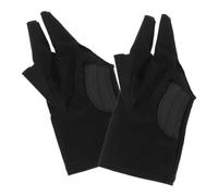 Cabilock 2Pcs Wear-resistant Elastic Snooker Gloves Three-finger Billiard Pool Cue Gloves with Non-slip Design and Wristbands for Comfortable Sports Use