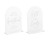 Cabilock 2pcs Wedding Table Signs: Clear Arch Acrylic Guest Book Cards Table Top Sign with Holders for Anniversary Reception Ceremony Party Decoration