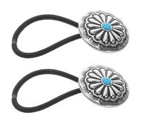 Cabilock 2pcs Western Boho Hair Ties for Women Metal and Polyester Fiber Hair Rope with Unique Vintage Design, Resist Deformation and Tame Unruly Strands, for Parties and Daily Life