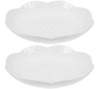 Cabilock 2pcs White Ceramic Sauce Dipping Bowls Flower and Butterfly Embossed Design, Small Seasoning Plates for Soy Sauce and Condiments, Appetizer Dishes for Dining Table