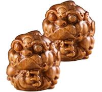 Cabilock 2pcs Wooden Ancient Animal Charms Vintage DIY Pendants Keychain Bag Accessories Fine Carved Craft Decoration