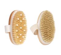 Cabilock 2Pcs Wooden Bathing Brush Natural Boar Bristle Body Scrubber with Massage Nodes for Exfoliating Deep Clean Stimulating Suitable for Wet and Dry Skin Care