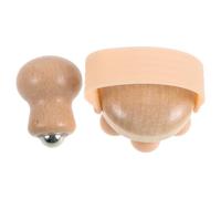 Cabilock 2pcs Wooden Handheld Lymphatic Massager with Dual Rollers Manual Body Massage Tool for Muscle Relief and Relaxation for Back Neck Legs and Shoulder Tension
