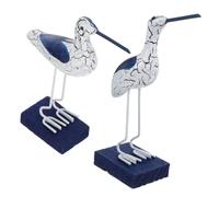 Cabilock 2PCS Wooden Seagull Figurines Coastal Home Decor Rustic Nautical Sea Bird Sculptures for Indoor Outdoor Garden Patio Tabletop Decorative Ornaments