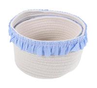 Cabilock 2pcs Woven Cotton Rope Basket with Lace Edges Storage Bins for Blankets Laundry Living Room and Bedroom Soft Yet Sturdy Handcrafted Sundry Organizer Medium and Large