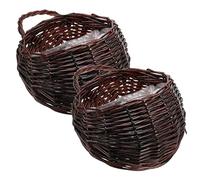 Cabilock 2pcs Woven Hanging Flower Baskets Made of Wood with Hanging Design for Flowers and Artificial Plants, for Entrances and Bathrooms, Pastoral Style with Elegant Natural Atmosphere