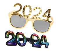 Cabilock 2pcs Year Party Glasses Digital Sunglasses Colorful Gold Electroplated Styles Fun Photo Prop for Festival Celebrations and Adult Party Favors