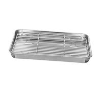 Cabilock 2pieces Stainless Steel Rectangular Baking Pan Removable Cooling Rack Heavy Duty Baking Sheet for Oven Dishwasher Safe for Daily