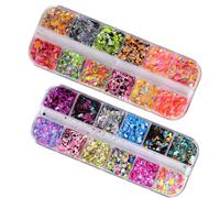 Cabilock 3 Boxes Ultra-Thin Nail Sequins Nail Art Glitter Paillette Round Flakes Mixed Sizes 36 Colors Accessories for Women