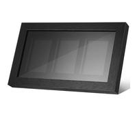 Cabilock 3 Grids Sports Card Display Case Frame, Wall Mount Trading Holder for Baseball, Football, Basketball Collection - UV Protection Glass, Black Wood Grain Fibreboard