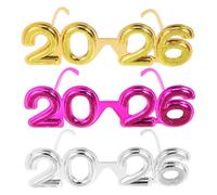 Cabilock 3 Pack 2026 Happy New Year Eyeglasses Plastic Happy New Year Glasses 2026 Funny Sunglasses Eyewear Photo Props Holiday Party Favors