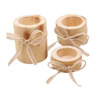 Cabilock 3 Pcs Wooden Cylinder Candle Holders Premium Pillar Candlesticks with Rope Rustic Home Decor for Festival Wedding Party Centerpiece S Khaki