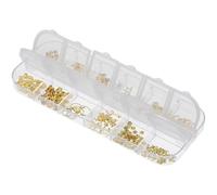Cabilock 300pcs Alloy Nail Decor Set 12-Grid Box Shiny DIY Manicure Nail Charms 3pcs