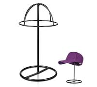 Cabilock 30cm Black Hat Display Stand Metal Dome Cap Holder Freestanding Tabletop Organiser for Baseball Caps Wigs Retail Boutique Shop Bedroom