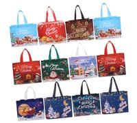 Cabilock 30pcs Christmas Non Woven Fabric Tote Bags Large Capacity Reusable Gift Holders Portable Santa Gift Packing for Shopping Picnic Travel Bbq Beach Use