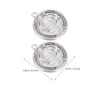 Cabilock 30Pcs St Benedict Silver Medal Cross Pendants, Catholic Rosary Charms Metal Religious Protection Medal for Christian Jewelry Making and Faith Necklace Components
