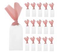 Cabilock 30pcs Transparent Acrylic Wedding Name Tags with Ribbon Blank Arch Reserved Seating Signs for DIY Table Setting Thick Clear Place Cards for Parties and Events