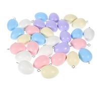 Cabilock 30pcs Wood Bead Hanging Decor Egg Shape Crafts DIY Beads Assorted Color Practical Excellent Workmanship Chic Design Romantic Bar Restaurant Easter Decorations Random Color