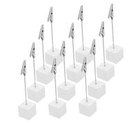 Cabilock 30pcs Wooden Memo Clip Holder with Cube Base Desktop Organizer for Office Home Photos Notes Display Natural Wood Finish Table Sign and Menu Card Stand