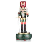 Cabilock 31cm Wooden Nutcracker Soldier Figurine, Wood Christmas Nutcrackers Music Box Ornament, Xmas Soldier Figures Puppet for Holiday Festive Desktop Home Decor
