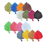 Cabilock 32pcs Iron on Leaf Embroidered Appliques for Clothes and Bags, Colourful Embroidery Threads, Versatile Fabric Repair Patches for Wardrobe Refresh and Handcraft Random Color