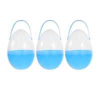 Cabilock 3pcs 25cm Jumbo Fillable Easter Eggs with Handle Blue Plastic Hollow Easter Egg Candy Boxes for Hunt Party Favors and DIY Treat Fillers