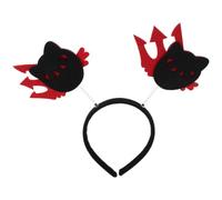 Cabilock 3pcs Black Cat Bopper Headband, Cat Ears Headband, Black Cloth Metal Plastic Hair Hoop, High Elasticity, Comfortable Fit, for Halloween Photo Shoot, Women