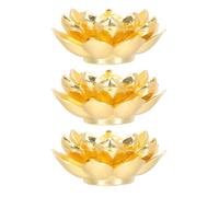 Cabilock 3pcs Brass Lotus Incense Holder for Sticks Golden Incense Stick Holder Cone Catholic Incense Burner Tray Home Decor Bukhoor Yoga Spa Fragrance Accessories