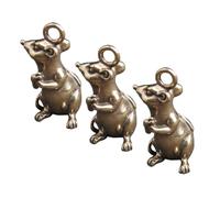 Cabilock 3Pcs Brass Zodiac Mouse Keychains Small Copper Car Key Chain Pendants Compact Hanging Ornament for Backpack Purse