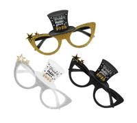 Cabilock 3pcs Celebrate with Fun Party Sunglasses Cat Eye Frames Silver Gold and Black for Years Eve Parties Photo Booths and Festive Celebrations