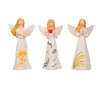 Cabilock 3pcs Christmas Angel Figurines: Resin Heart Cherub Statues with Wings Guardian Angel Sculpture for Religious Home Mantel Shelf Decor Holiday Displays