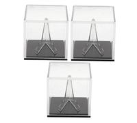 Cabilock 3pcs Clear Acrylic Guitar Picks Case with Black Base Portable Plectrum Storage Box for Guitarists and Bassists Transparent Organizer for Home and Travel Use