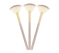 Cabilock 3pcs Cosmetic Highlight Brush Fan Shape Powder Blush Makeup Tools for Women Professional Face Contour Application and Smooth Blending