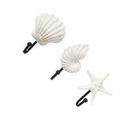 Cabilock 3Pcs Decorative Sea Star and Conch Wall Hooks for Hanging Clothes Towels and Accessories Unique Coastal Design for Bathroom Bedroom and Wardrobe Storage